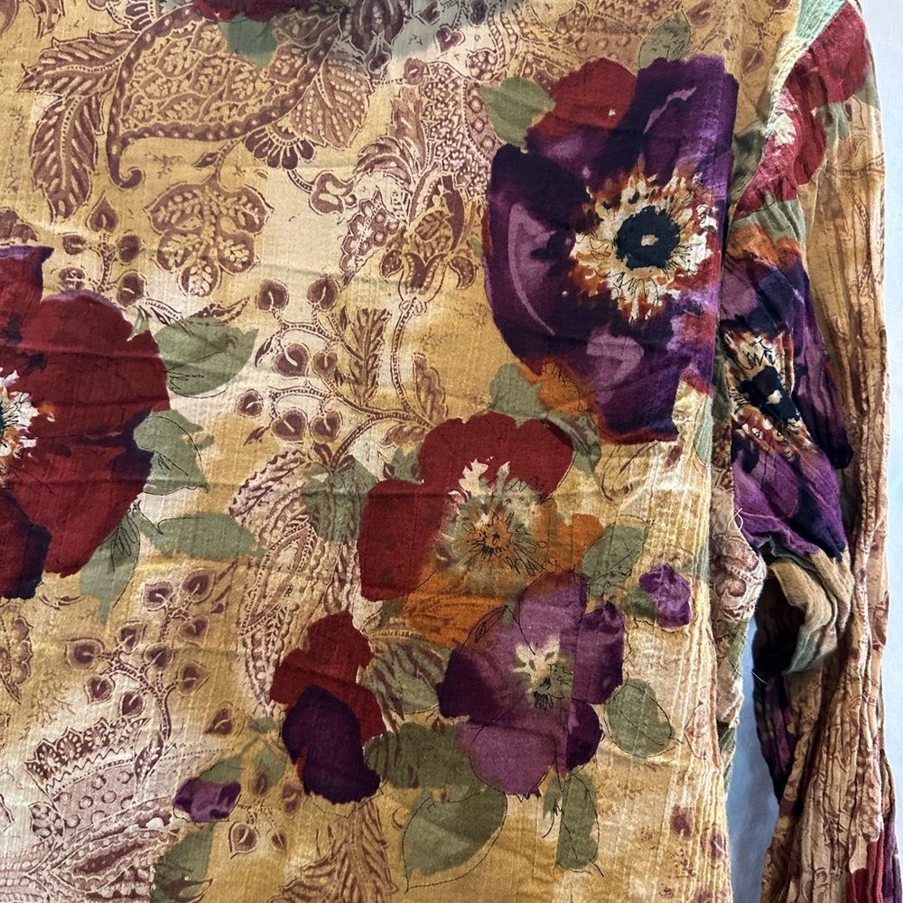 Chaps Multicolor Floral Ruffle Blouse - Picture 4 of 15